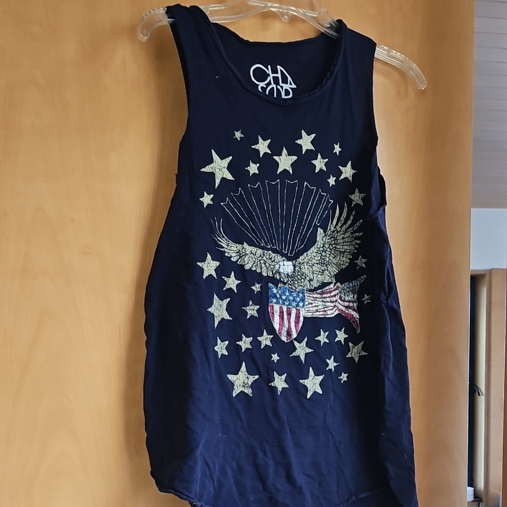 Chasee Dark Blue Patriotic Graphic Tank Top